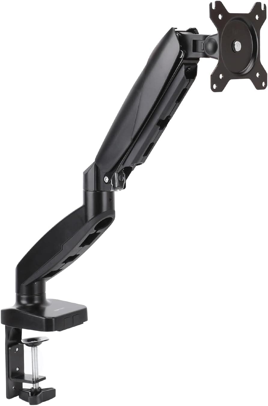 Amazon Basics Suporte de monitor com amortecedor de gás, ajustável, para monitor de até 27 polegadas (68,6 cm), preto