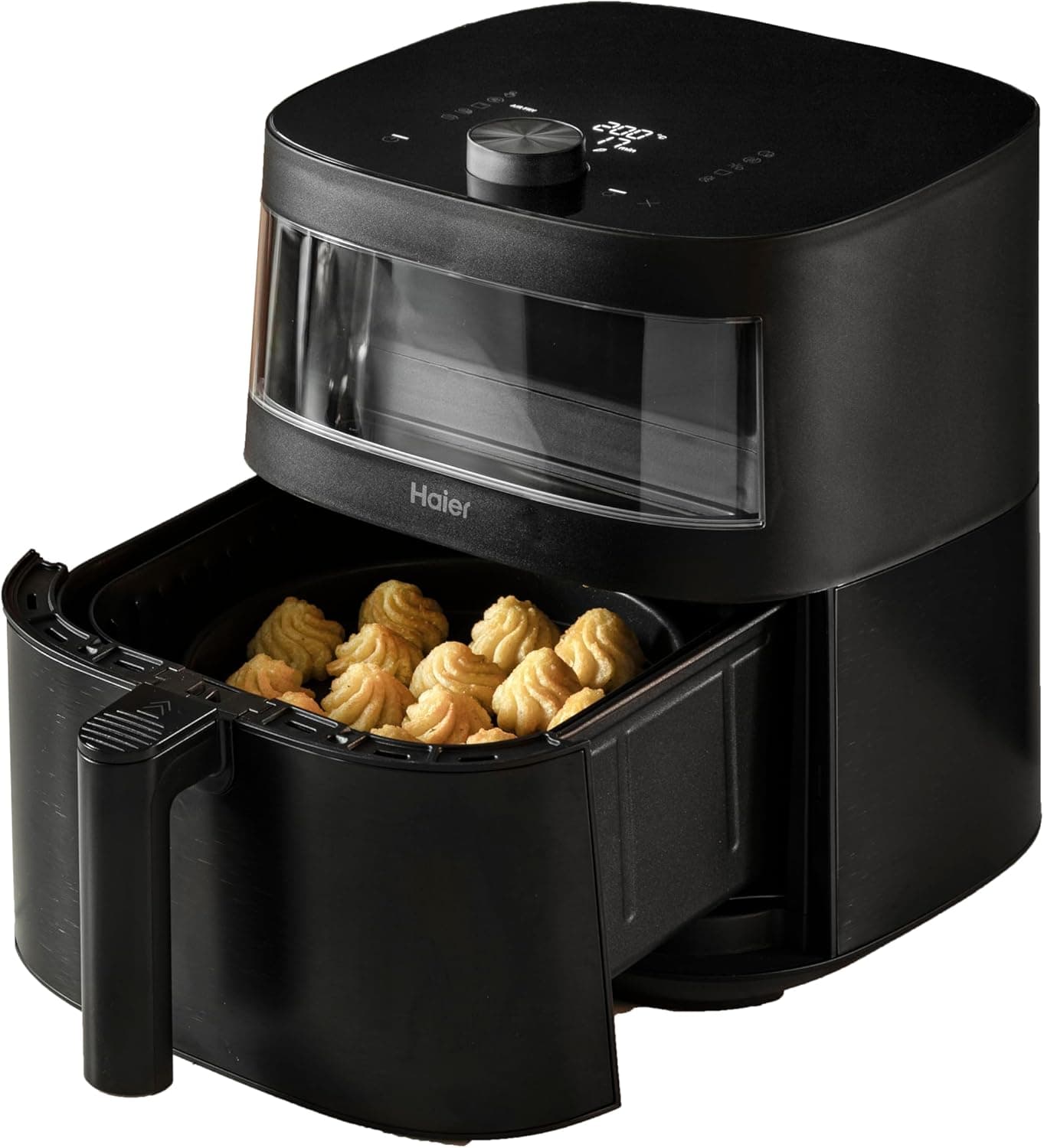HAIER Fritadeira de ar sem óleo multiusos de 7 litros, janela de exibição, 9 em 1, Air Fryer, Assar, grelha, desidratar, aquecer, cozedura lenta, descongelar