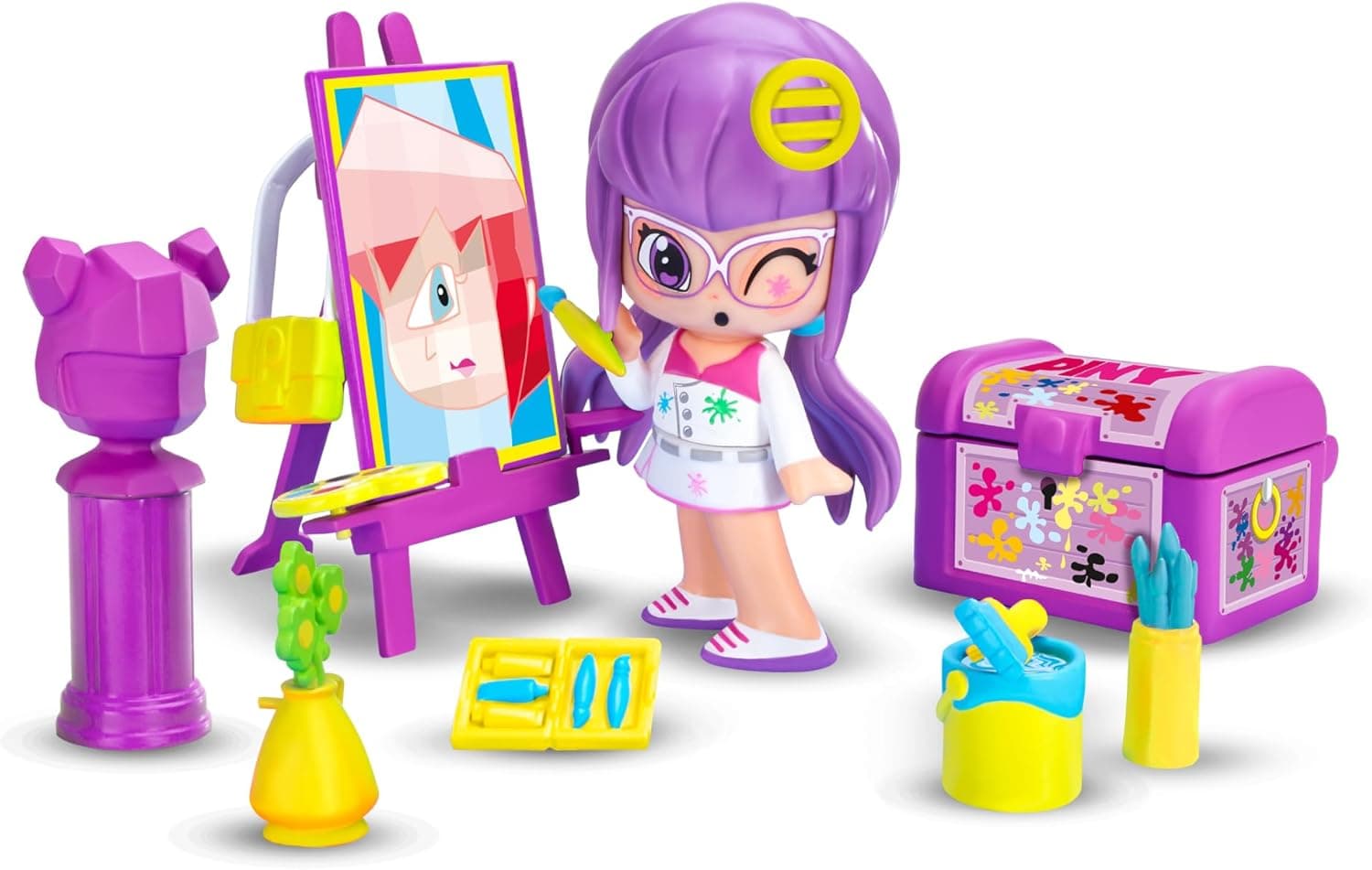 Pinypon - by PINY, Classe Art, playset cenário belas artes e acessórios como a série PINY Institute of New York, 1 figura de Lilith, para meninos e meninas a partir de 4 anos, famosa (PNP04200)