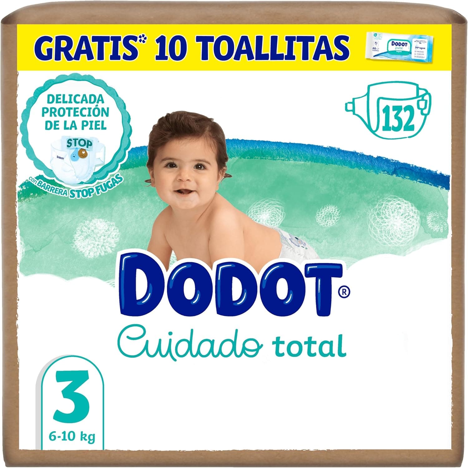 Dodot Cuidados totais fraldas tamanho 3, 132 fraldas, 6 kg - 10 kg, proteção delicada da pele