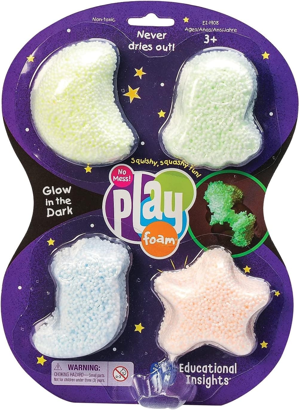 Learning Resources Pack de 4 unidades de espuma para jogos Playfoam fosforescente