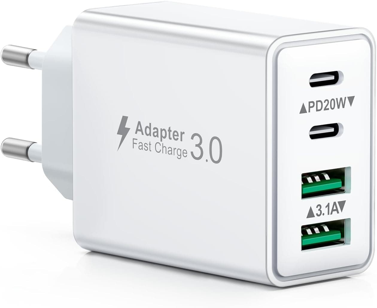 LumFocus USB C Charger 40W | Carregador rápido de parede com 2 portas USB-C PD e QC compatível com iPhone, iPad e Samsung