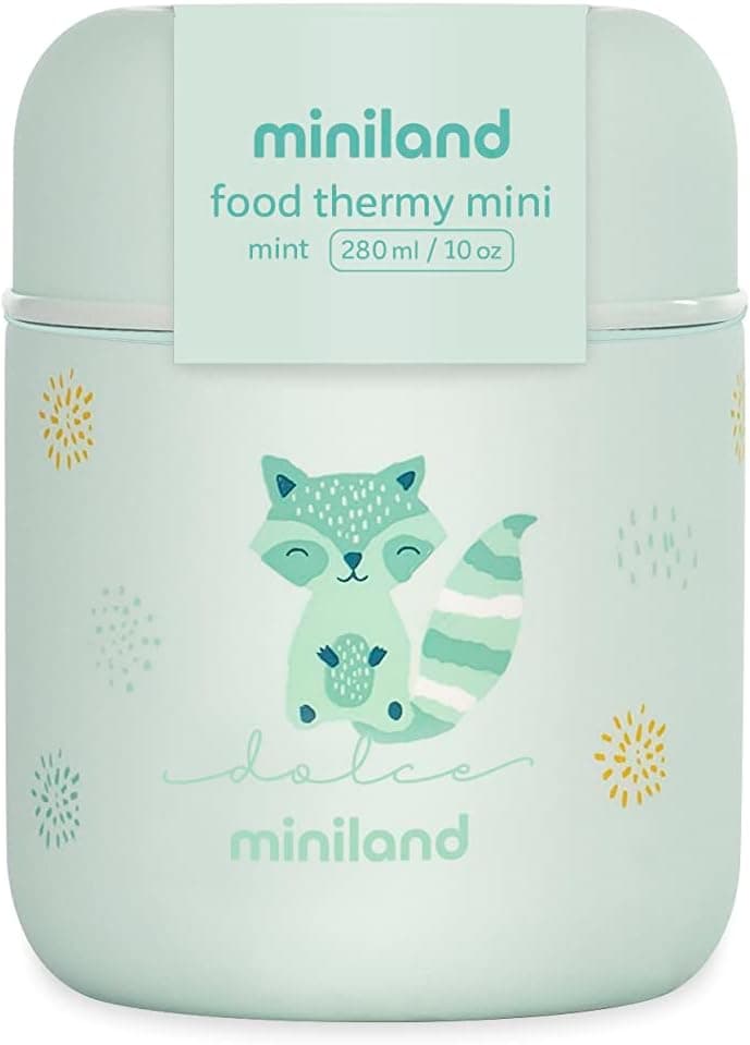 Miniland Food Thermy Mini Dolce Mint 280 ml. Garrafa térmica de aço para manter a comida do bebé quente ou fria durante horas