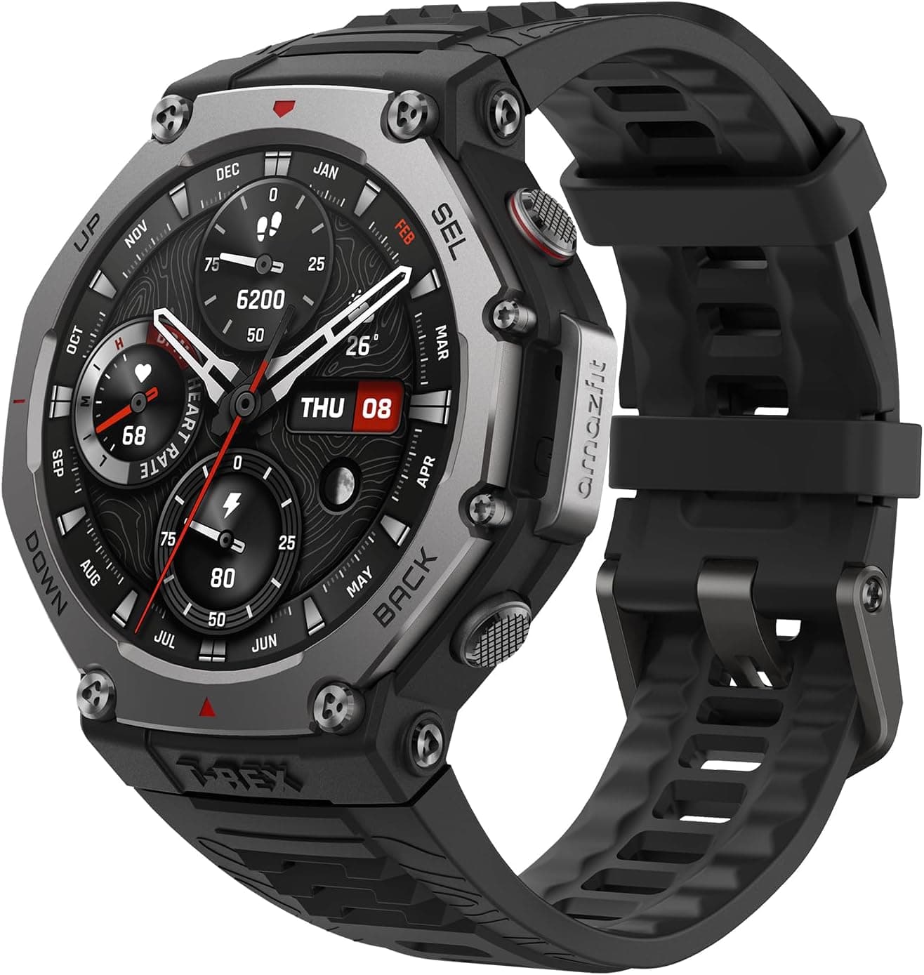 Amazfit T-Rex 3 | Smartwatch outdoor 48 mm com ecrã AMOLED, mapas e navegação offline, GPS duplo de 6 satélites, bateria até 27 dias, NFC e 170 modos desportivos de aventura