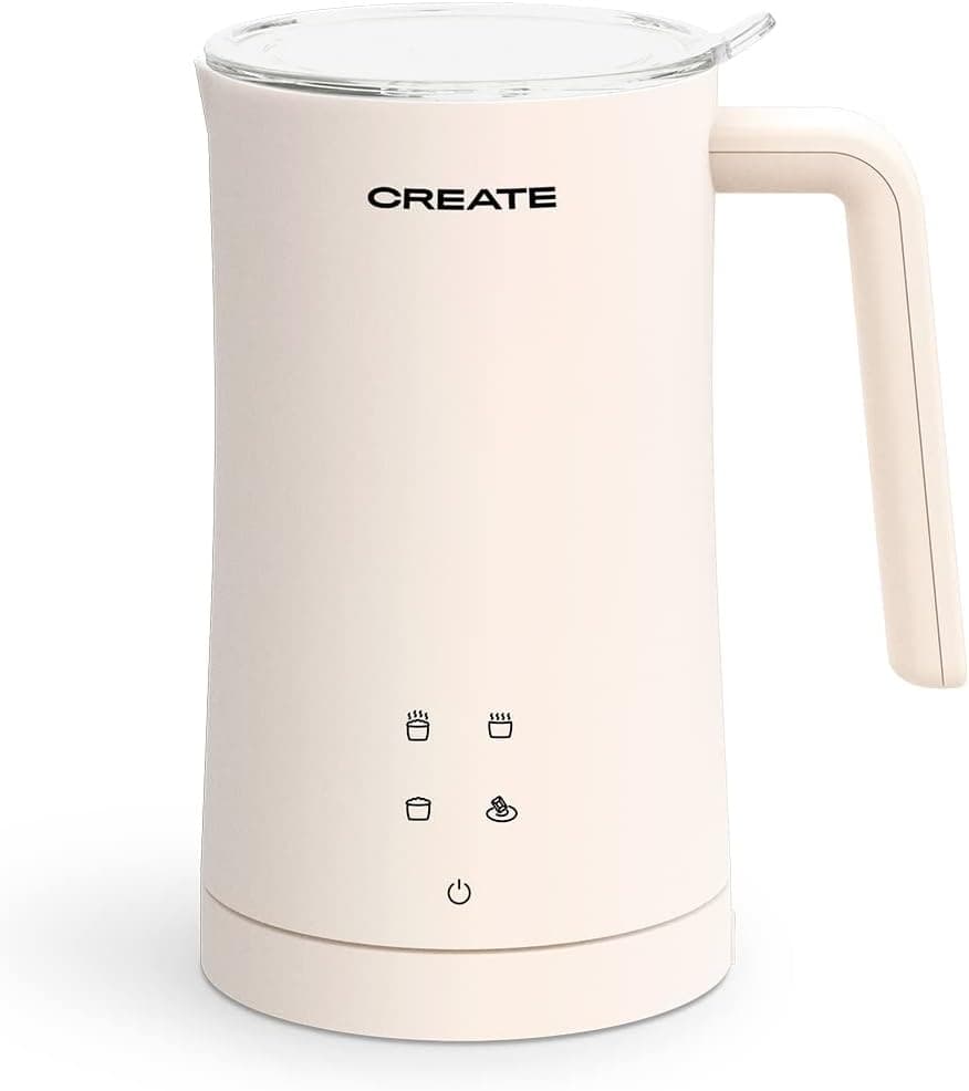CREATE /MILK FROTHER/Espumador aquecedor de leite elétrico branco quebrado/ecrã tátil, 4 programas automáticos, sistema de segurança, 350 ml, uso a frio ou a quente, 400 W
