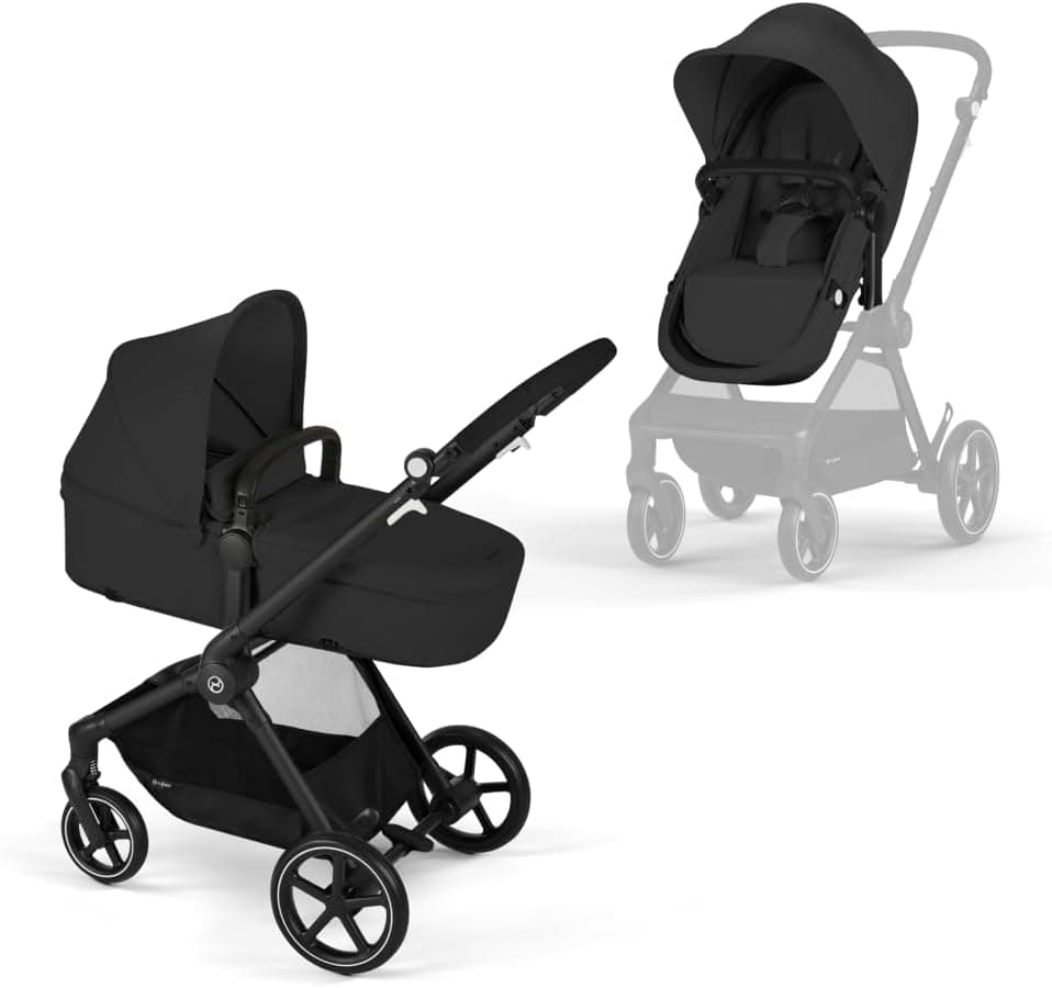 CYBEX Gold Carrinho de passeio EOS 2 em 1, sistema de viagem, desde o nascimento até 22 kg (aprox. 4 Anos), preto (Moon Black)