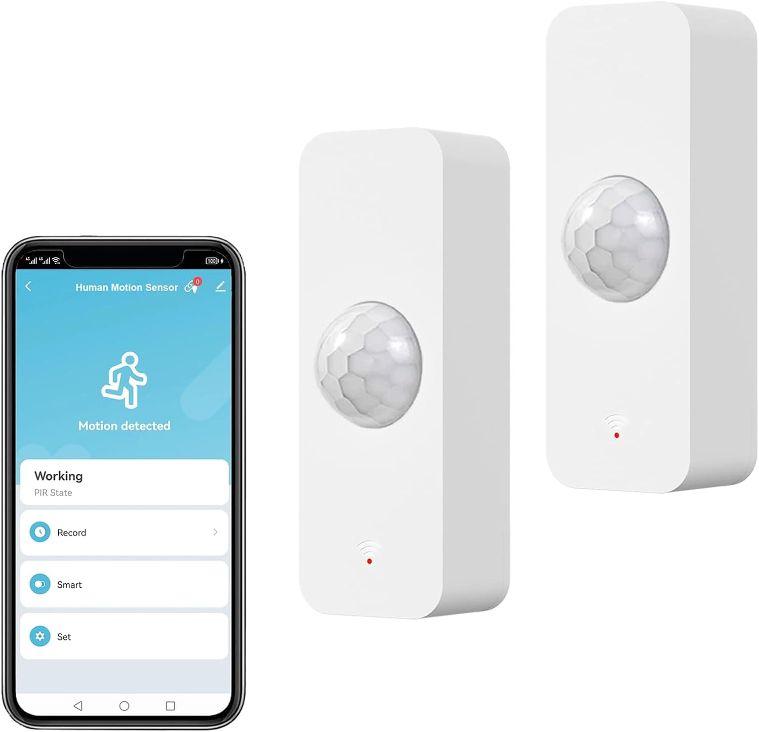 Sensor de movimento WiFi, detector de movimento inteligente para segurança doméstica, sensor de movimento sem fios com APP de monitorização remota, compatível com comandos de voz da Alexa. 2 unidades