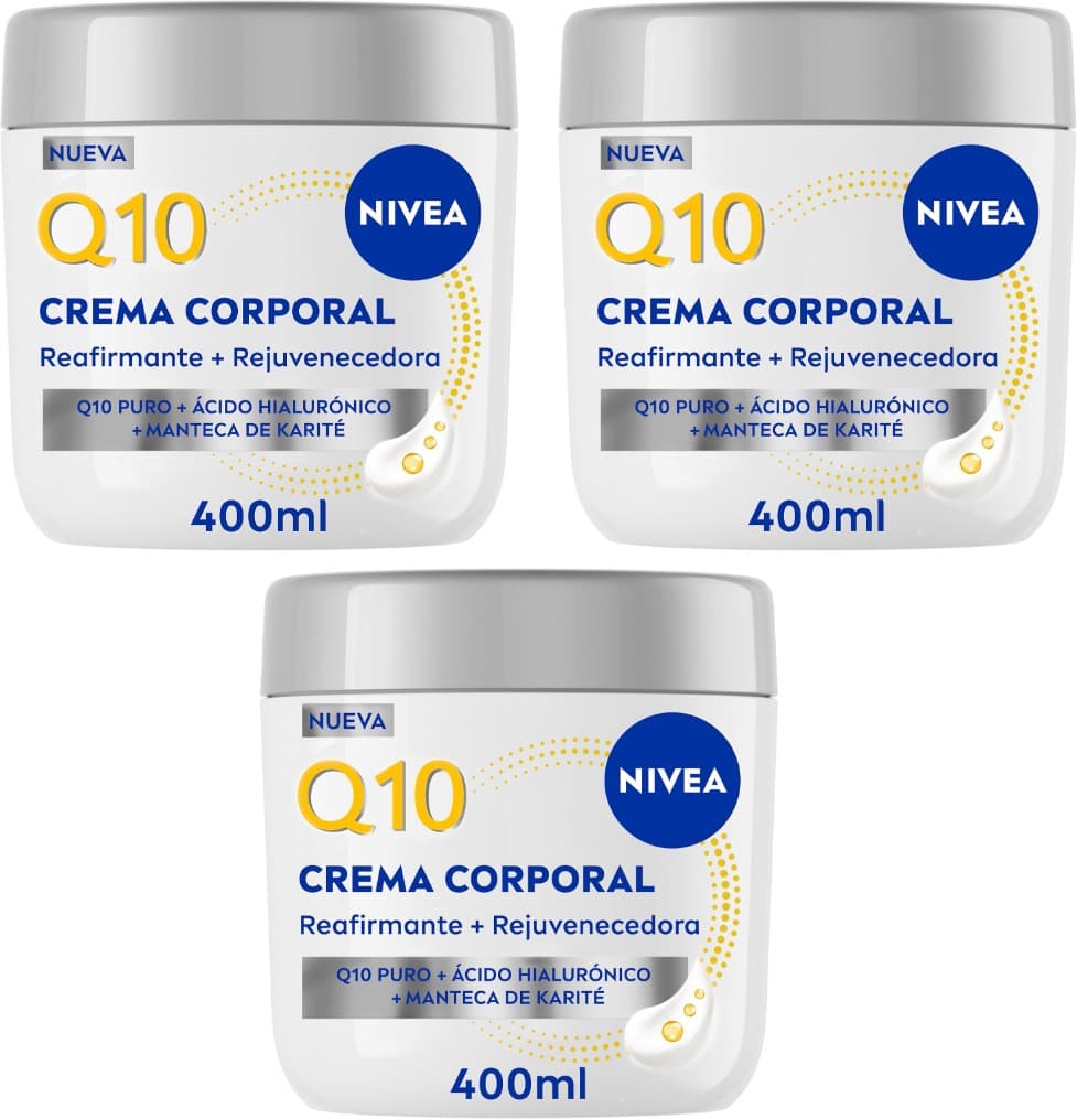 NIVEA Q10 | Creme reafirmante corporal com ácido hialurónico e manteiga de karité 400 ml x 3
