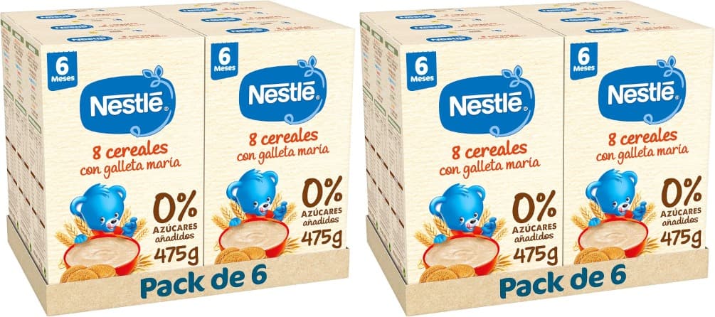 Nestlé Mingau 8 cereais com bolacha, sem adição de açúcares, a partir dos 6 meses, 475 g x 12