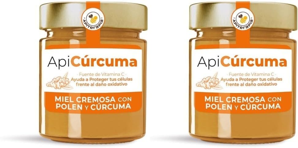 "Apiúrcuma" Mel creme com pólen de flores e açafrão - 250g x 2
