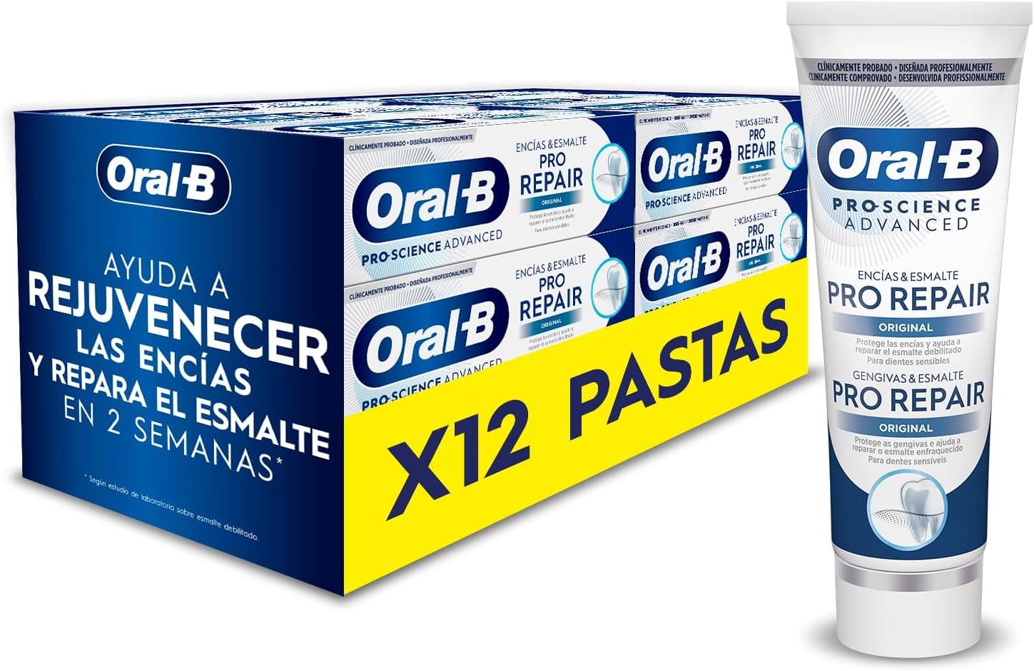 Oral-B Pro-Science Advanced gengivas e esmalte Pro-Repair original pasta dentífrica, pack de 12 x 75 ml, 75 ml (embalagem de 12)