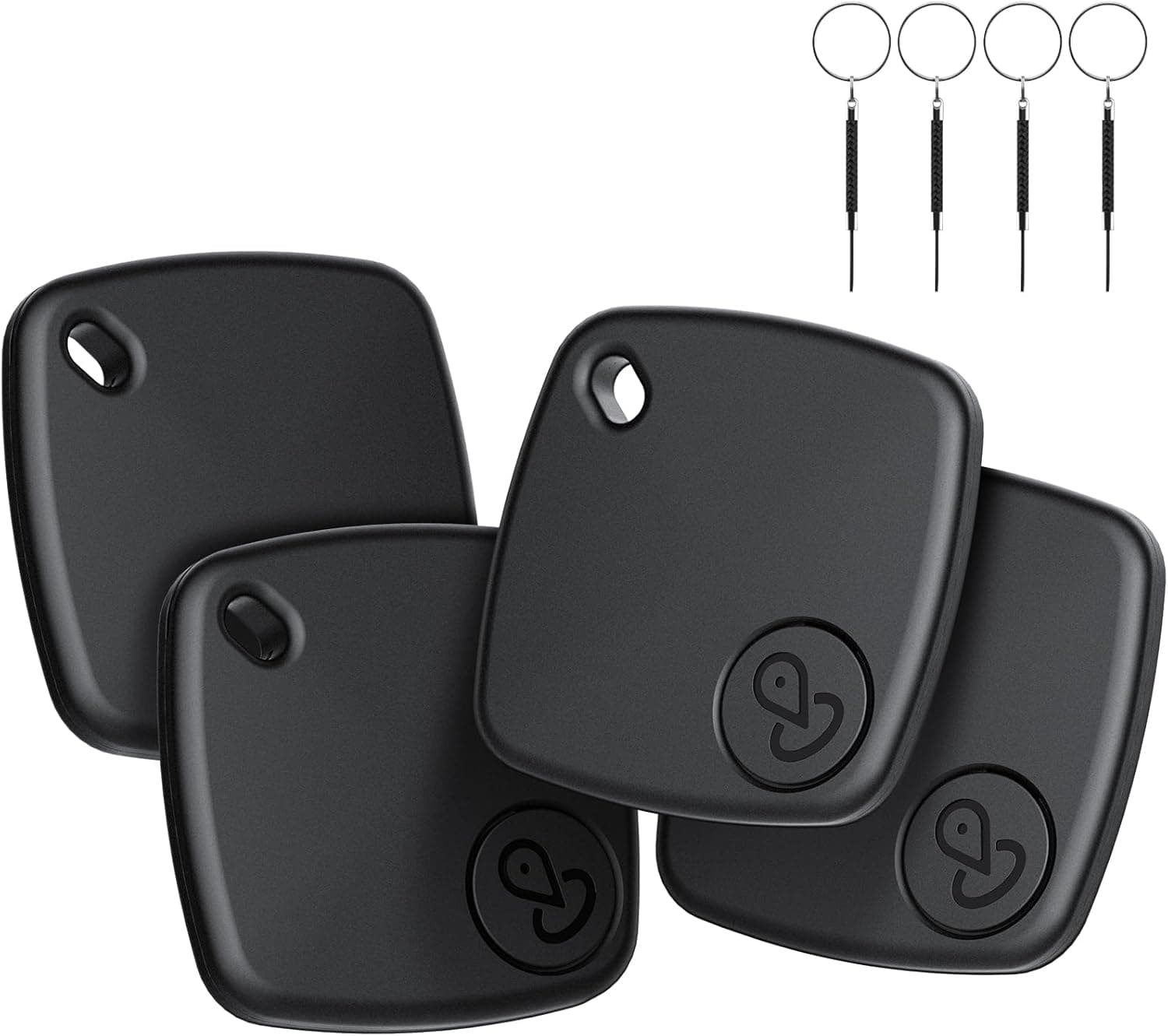 Air Tag Smart Tracker Pack de 4 – Localizador Bluetooth Compatível com Apple Find My (iOS), com Cordão/Porta-chaves, Ideal para Carteiras, Chaves e Bagagem