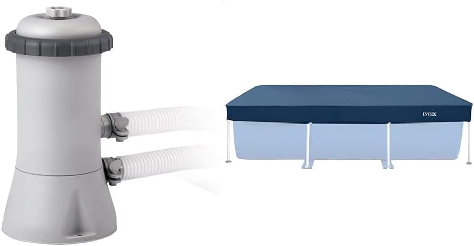 INTEX 28604 Cartucho depurador filtros tipo A, 2,006 l/h, 1 unidade (embalagem de 1) e 55252, cobertura solar para piscina desmontável retangular, 260 x 160 cm, com cordão de aderência