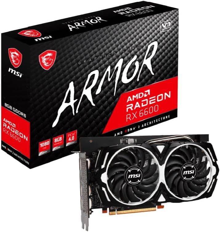 MSI Radeon RX 6600 Armor 8G V1 (8 GB GDDR6/PCI Express 4,0/2491 MHz/14000 MHz)
