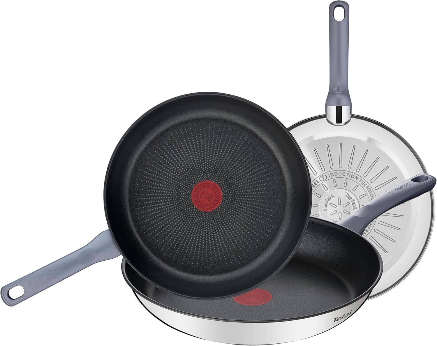 Tefal Daily Cook | Conjunto de 3 frigideiras 20 24 e 26 cm em aço inoxidável com revestimento antiaderente para fogão de indução