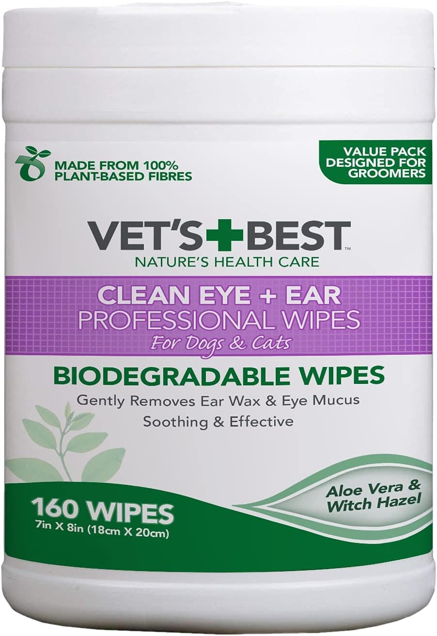 Vet's Best Toalhetes para limpar os olhos e orelhas a cães e gatos - 160 toalhetes