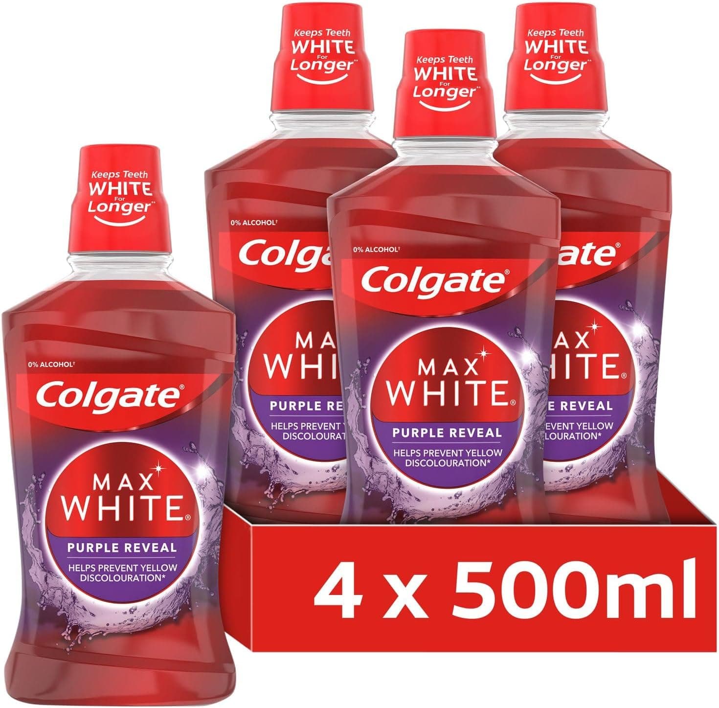 Colgate Enxaguar bucal Max White Purple Reveal 4 x 500 ml