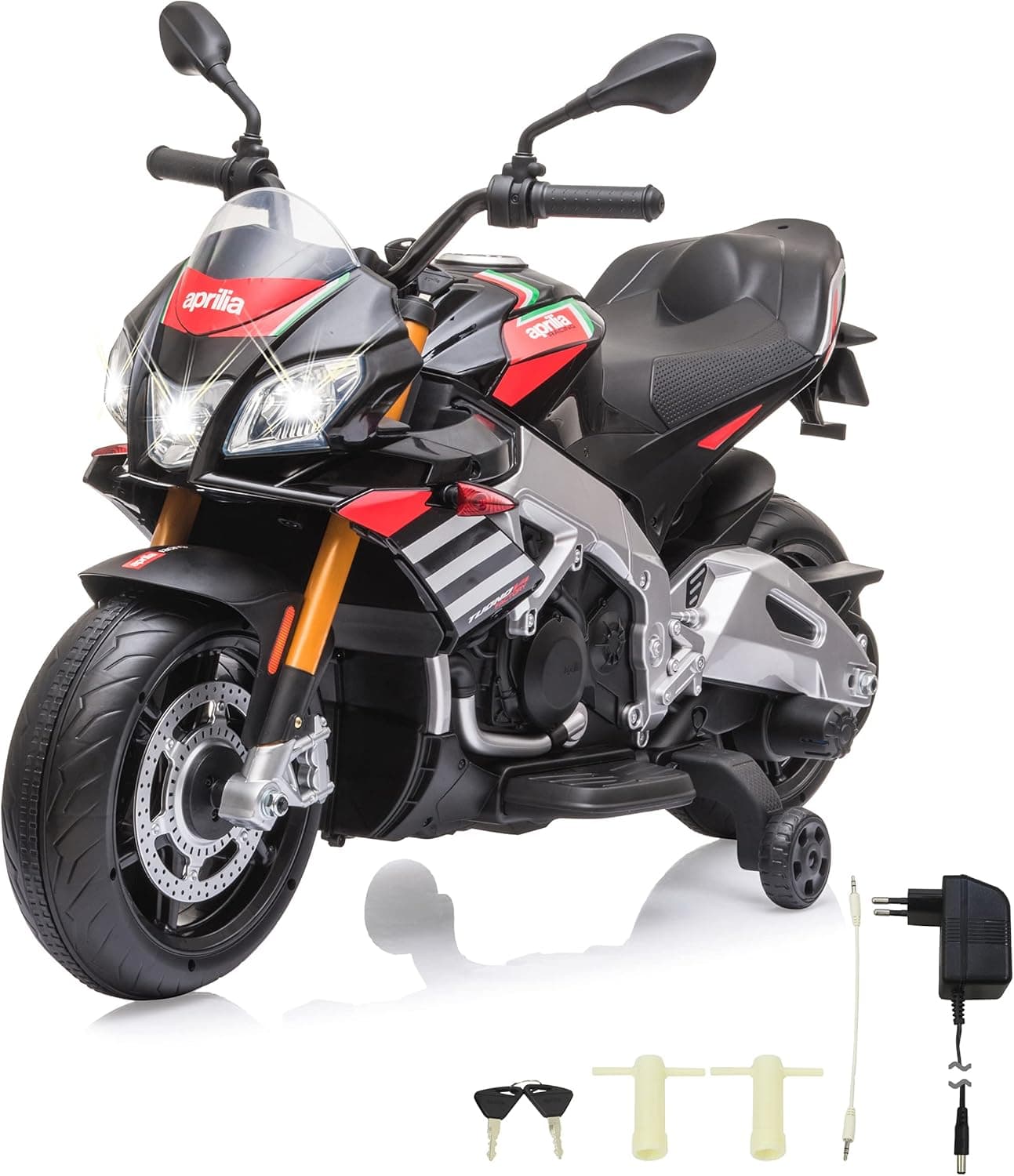 JAMARA Ride-on Aprilia Tuono V4 1100 RR Italy Design 12V, para crianças a partir dos 3 anos