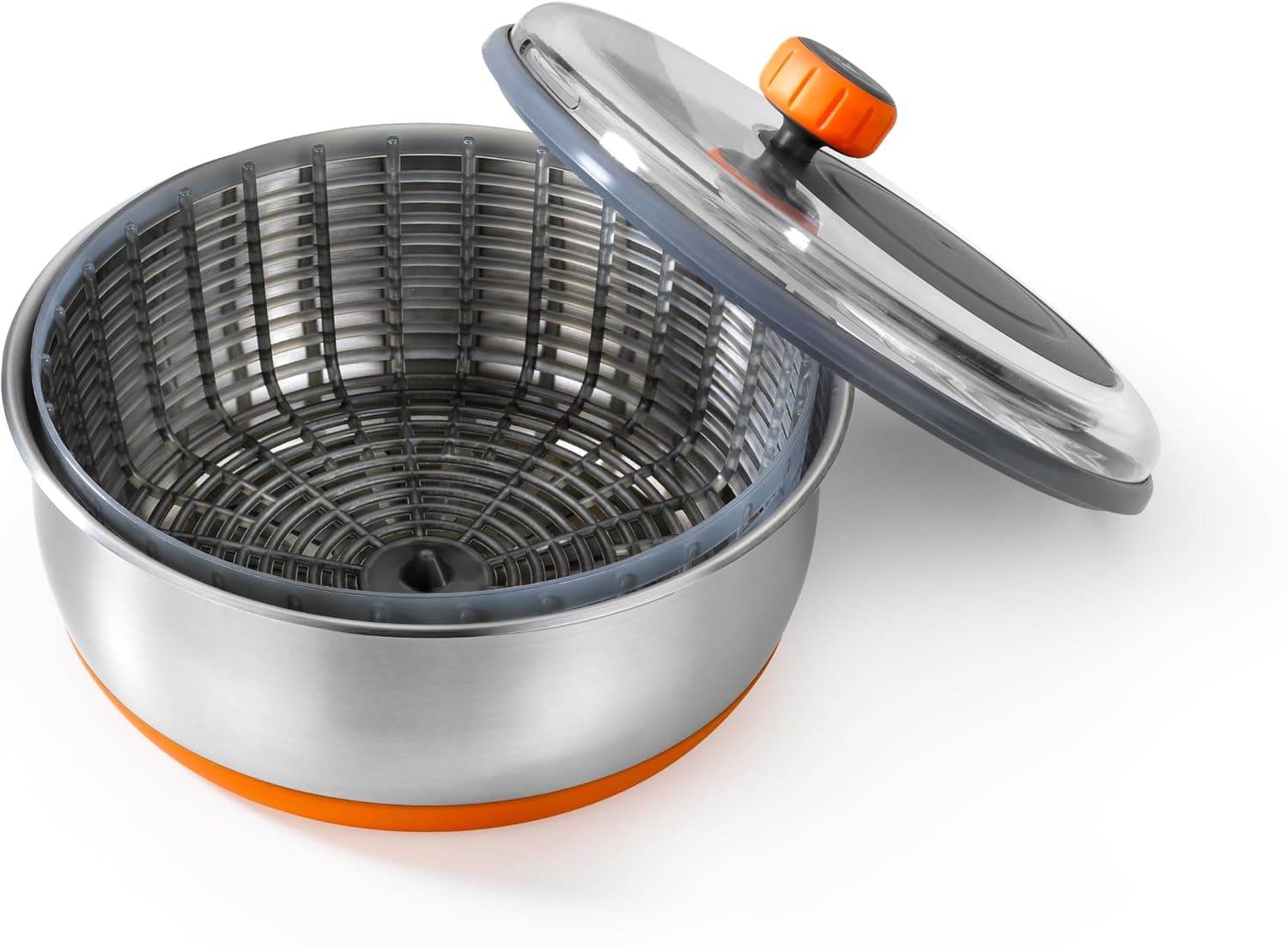 BRA Eficiente | Centrifugadora de salada, aço inoxidável 18/10 com base de silicone antiderrapante, capacidade de 4 l, adequado como tigela para servir