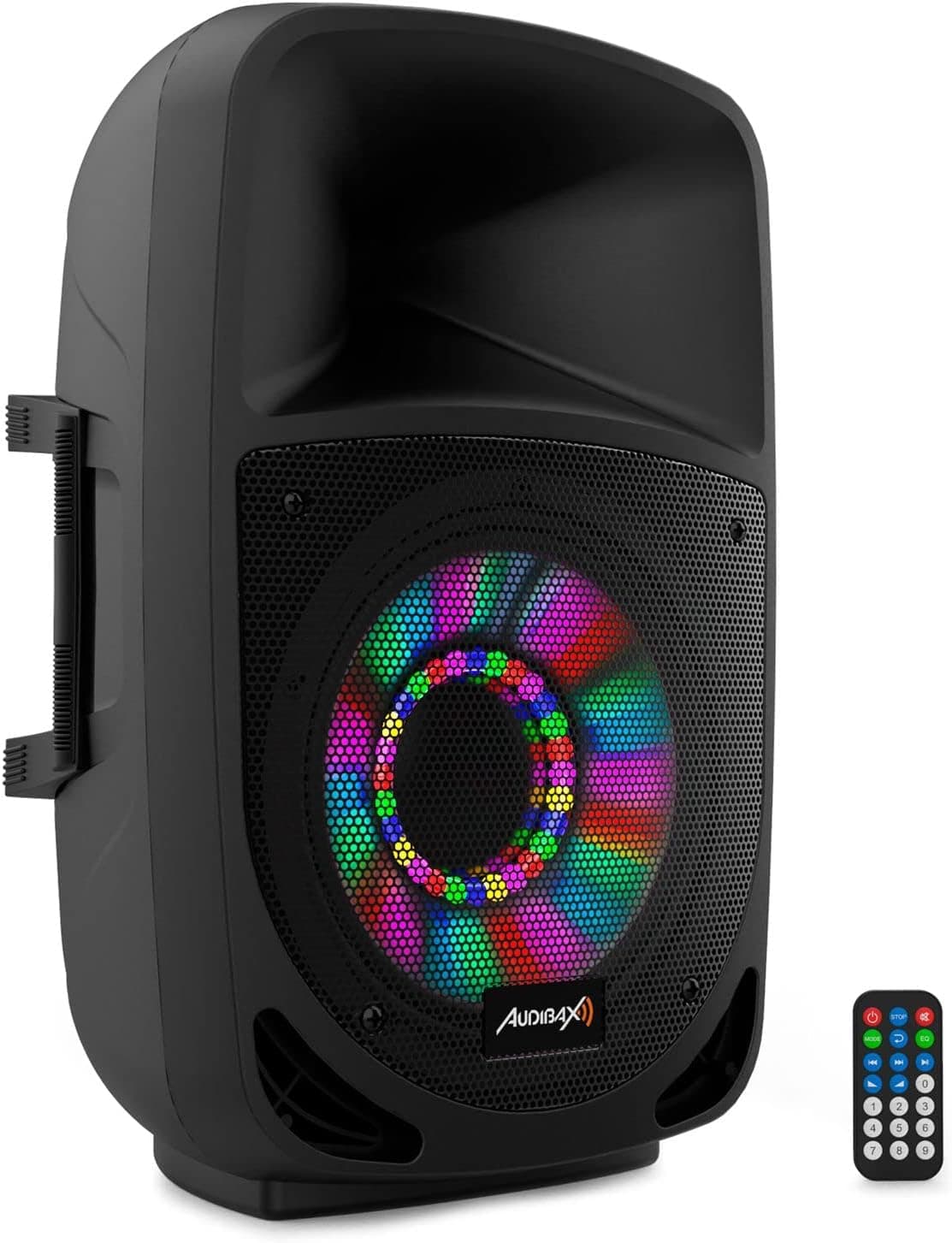 Audibax Vegas 12 - Altifalante profissional Bluetooth de 12" - potência de 250 W, altifalante amplificado, conexão USB/SD, controlo remoto incluído, altifalante com Bluetooth, motor de 1" - iluminação