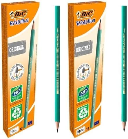 BIC Evolution original HB, lápis com mina inquebrável, aderência firme, cinza, embalagem de 24 unidades