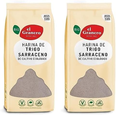 El Granero Integral - Farinha de trigo sarraceno BIO - 1 kg - rica em fibra e nutrientes - melhora a digestão - farinha de baixo índice glicémico - adequada para veganos (embalagem de 2)