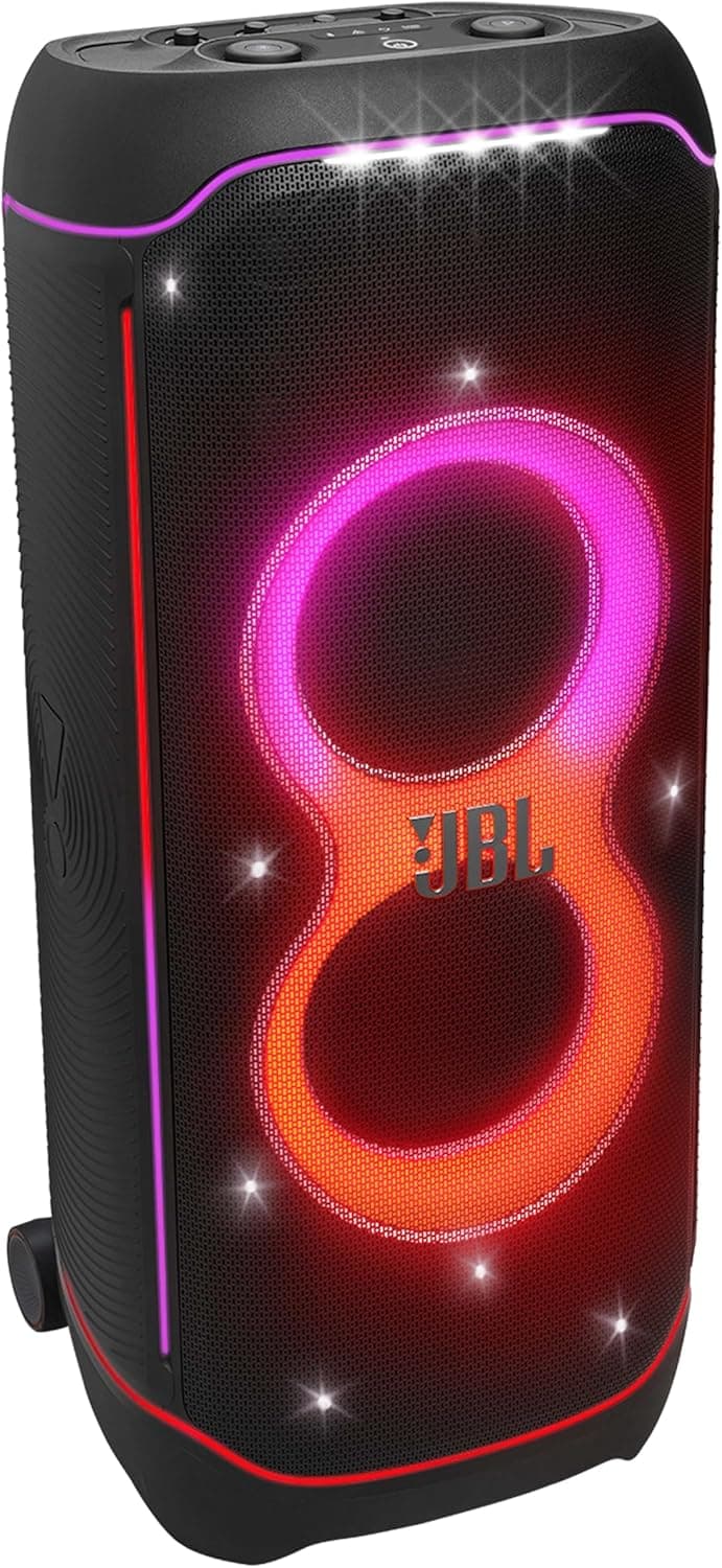 JBL PartyBox Ultimate, Altifalante portátil para festas com som original Pro, à prova de salpicos de acordo com IPX4, efeitos luminosos multidimensionais, preto