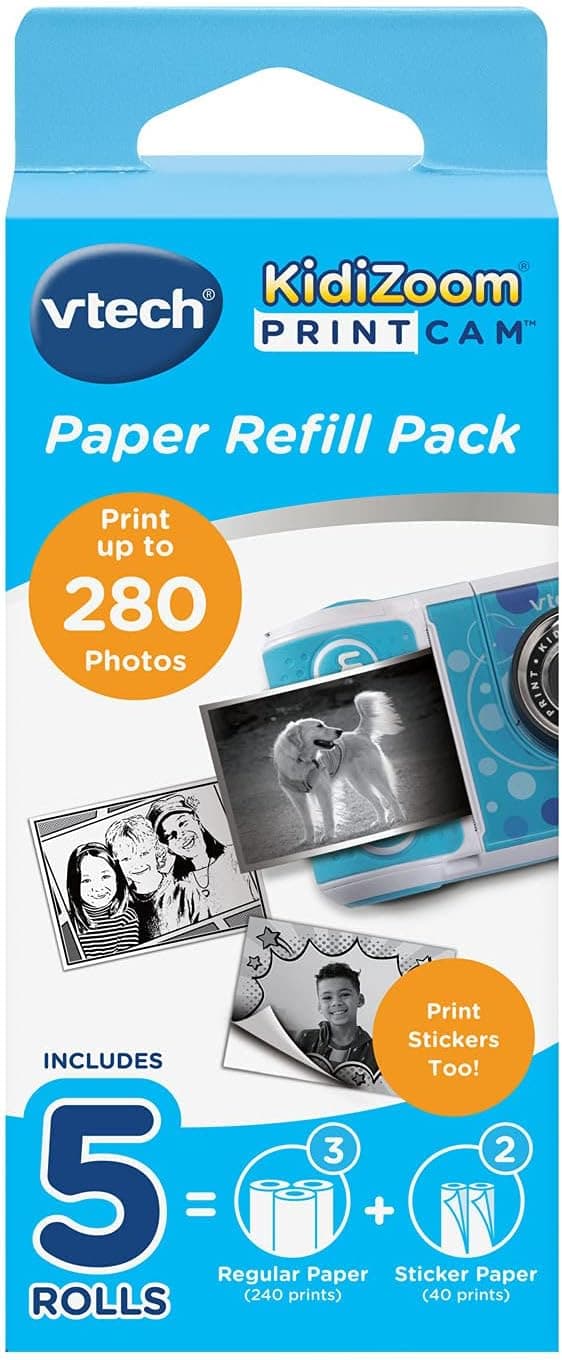 VTech | Pack de 5 rolos de papel térmico branco com 3 normais e 2 autocolantes para brinquedos