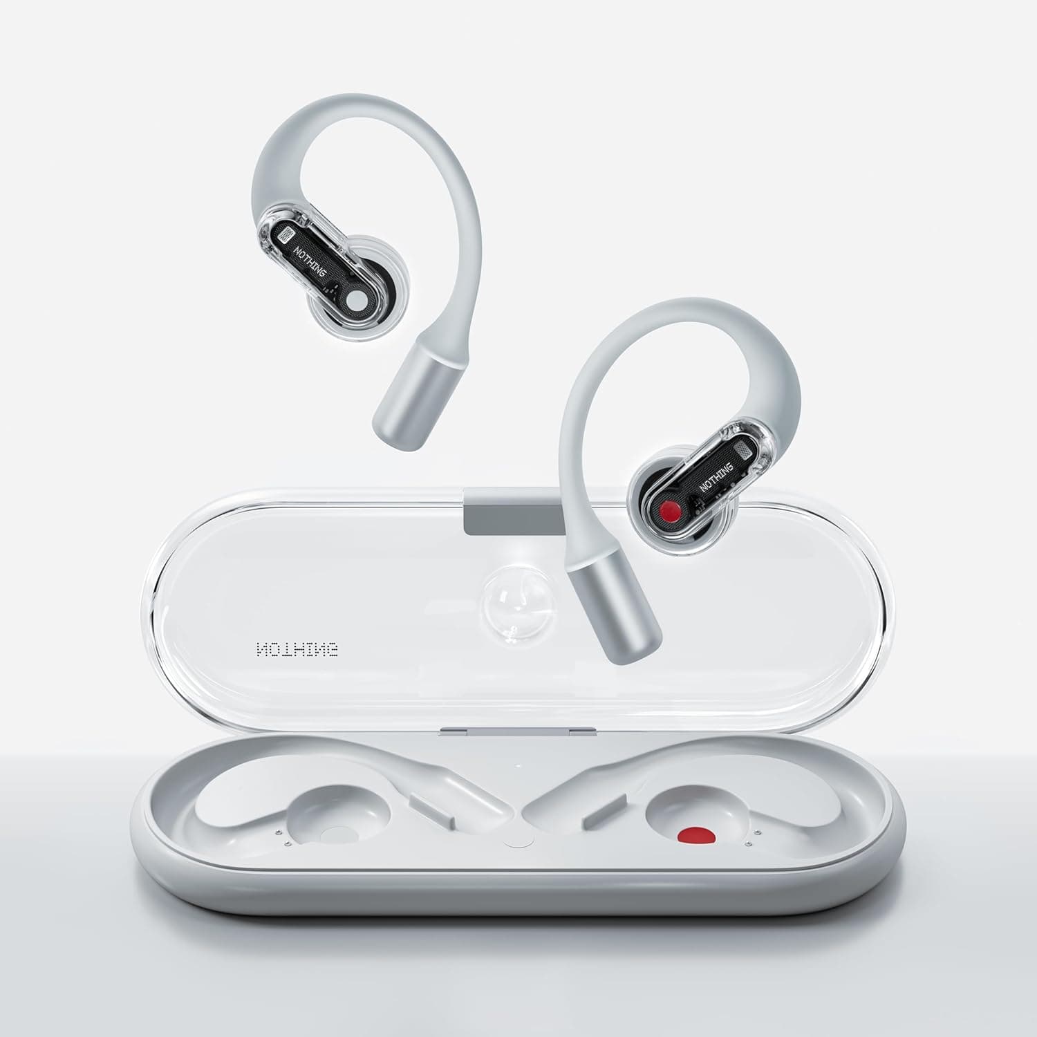 Nothing Ear (Open) | Auscultadores sem fios abertos, brancos, Bluetooth 5.3, 2 microfones, Clear Voice e carregamento rápido