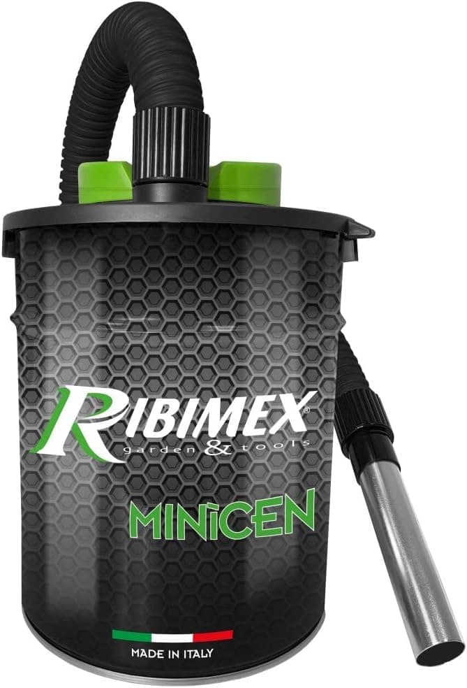 Ribimex Bidón Aspirador | Aspirador de cinzas 10 L para lareiras, churrasqueiras e fogões com filtro HEPA e tubo metálico de 85 cm
