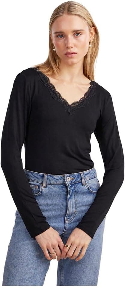 PIECES Pcbarbera LS Lace Top Noos BC para mulher