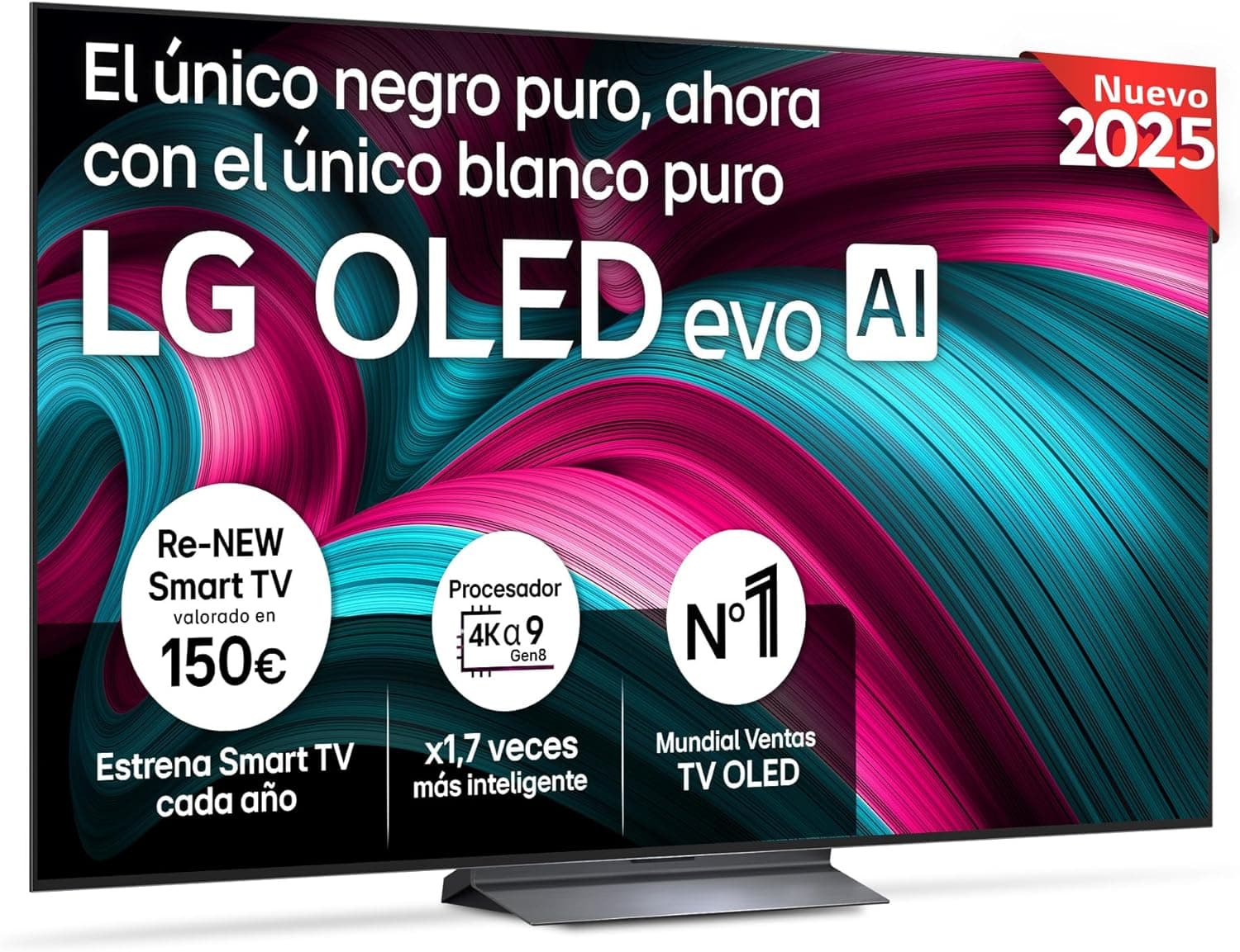 LG OLED65C54LA Televisão 65", OLED EVO 4K, Smart TV AI C5, WebOS 25, Super Upscaling, Dolby Vision e Dolby Atmos, AMD FreeSync, Alexa/Google Assistant, preto