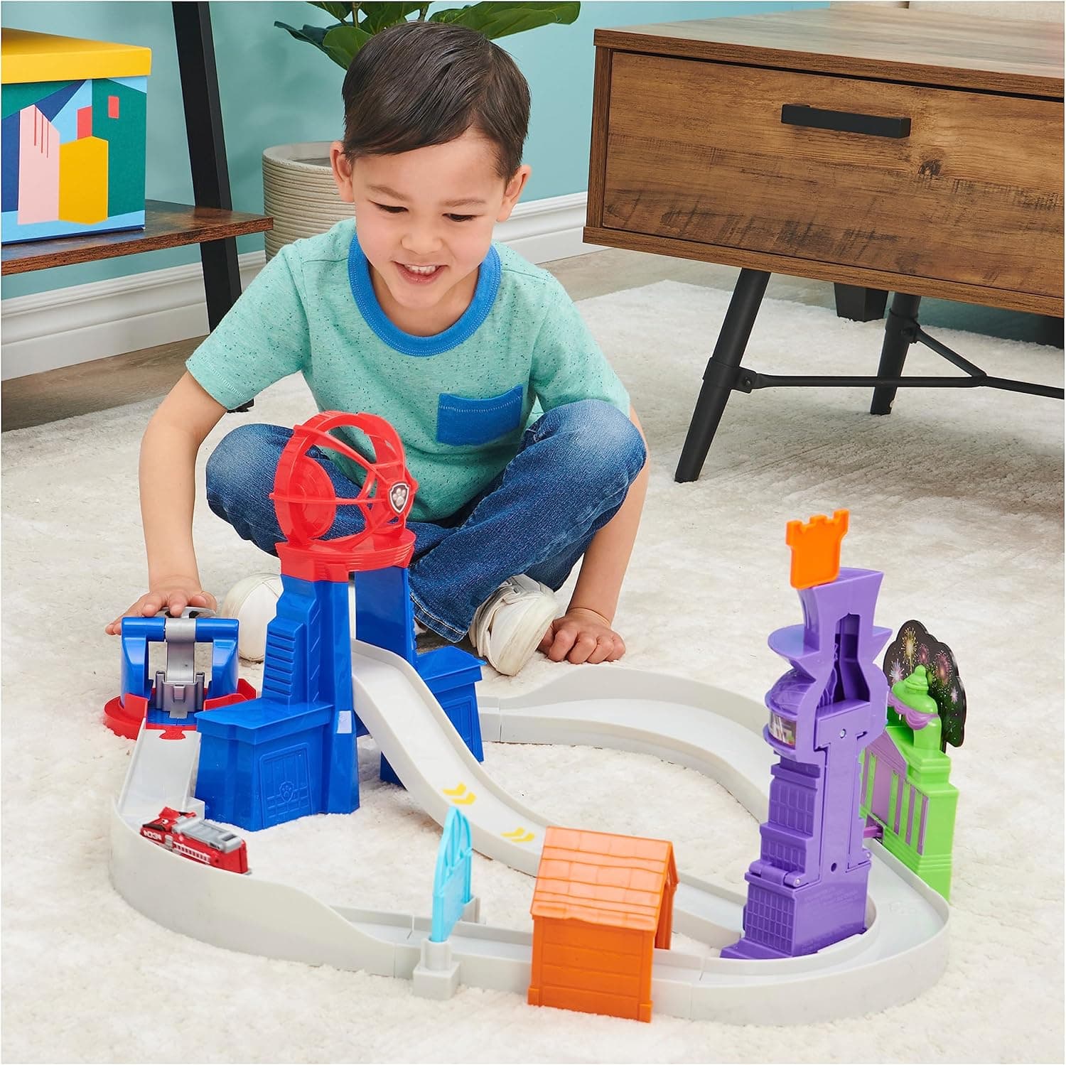 PAW Patrol, True Metal Total City Rescue Movie Track Set com exclusivo veículo Marshall, escala 1:55, brinquedos para crianças a partir de 3 anos