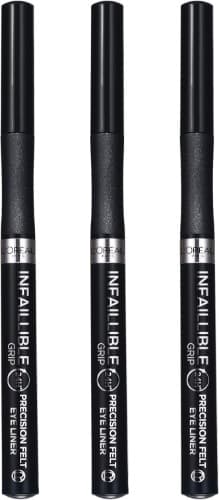L'Oréal Paris Infaillible Grip Eyeliner 24H de precisão 01 preto, 3 unidasdes