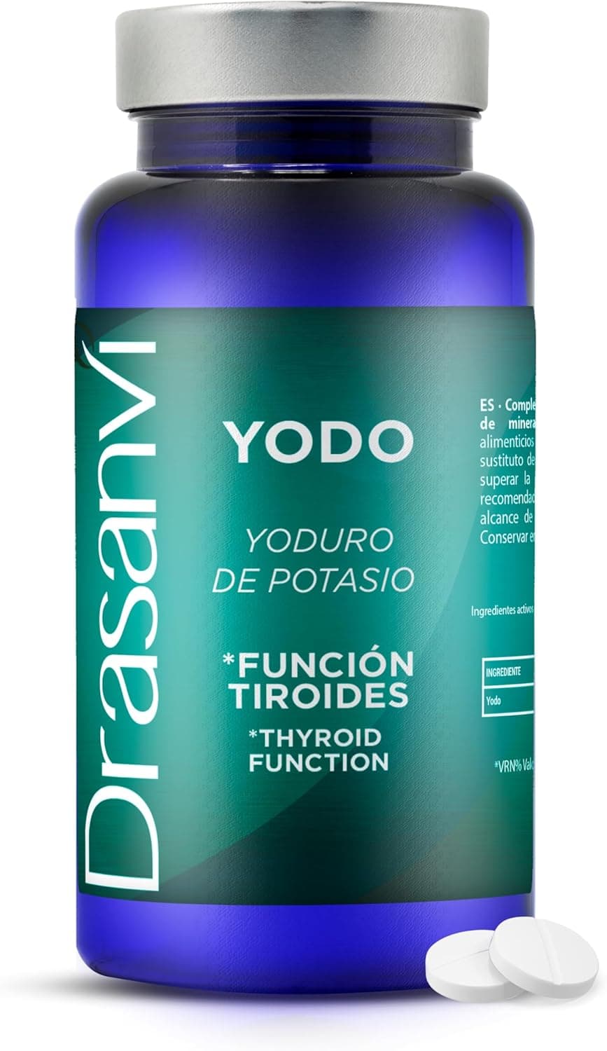 DRASANVI Mineral YODO Mineral essencial 500 µg para a função normal da Tiroide, sistema nervoso e metabolismo energético, pele saudável, iodo suplemento, 90 comprimidos de iodo = 90 dias