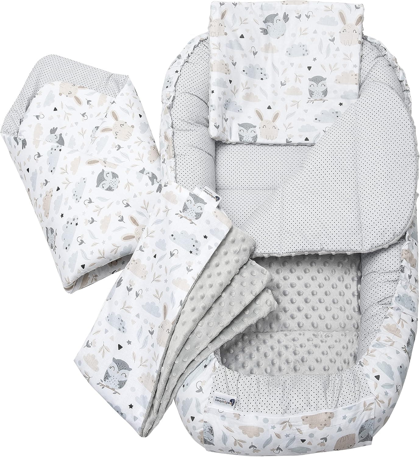 Medi Partners Conjunto de 5 peças ninho bebé recém-100 x 60 x 15 cm palmilha removível berço ninho para bebés redutor de berço 100 % algodão 