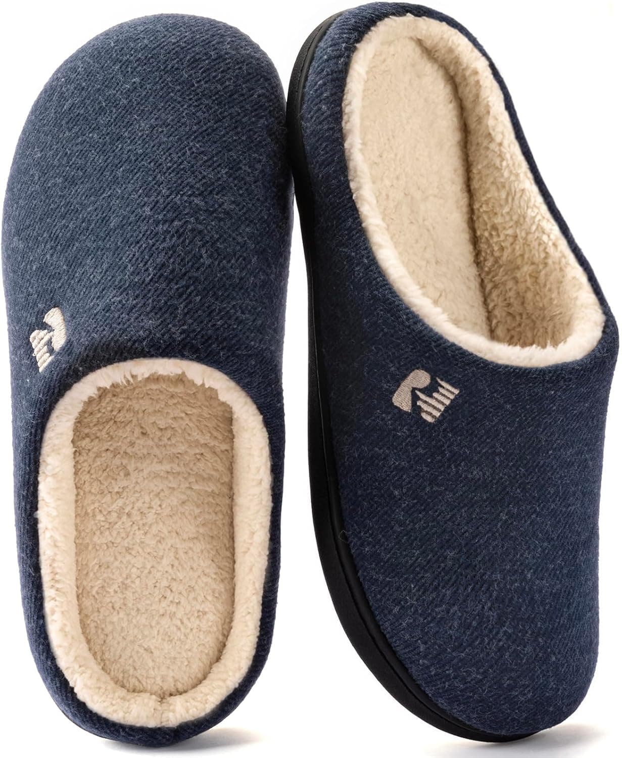 RockDove Pantufas com forro de Sherpa e espuma viscoelástica para homem