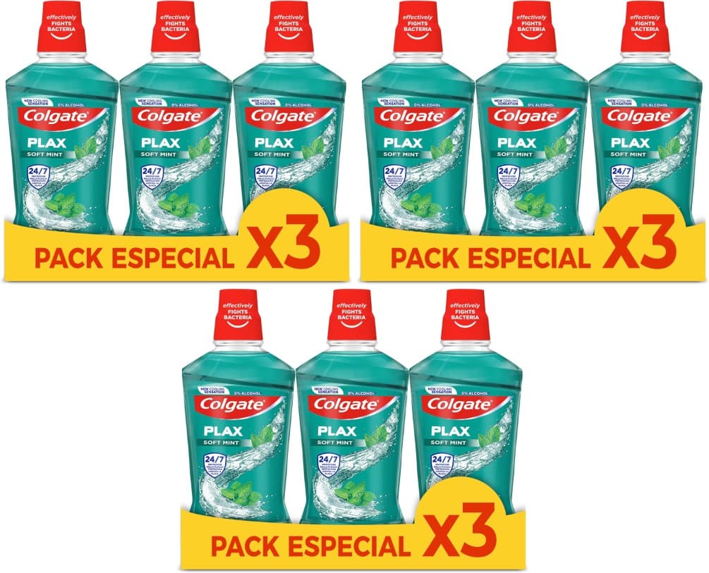 Colgate Plax Multiprotección | Elixir bucal com flúor proteção 24h frescura, pack de 3 x 500 ml