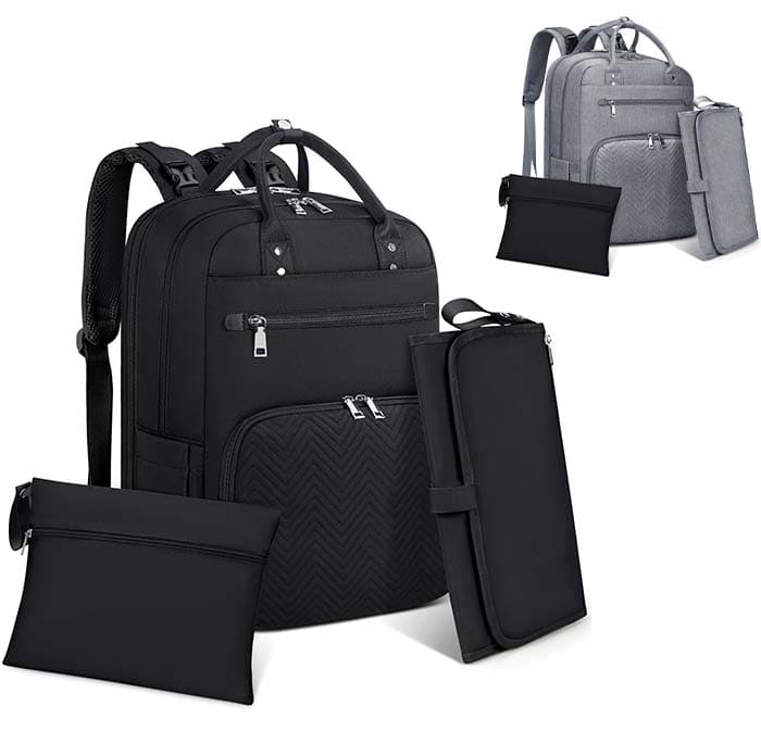 RAINSMORE Mochila multifuncional para bebés com trocador portátil e correias para carrinho