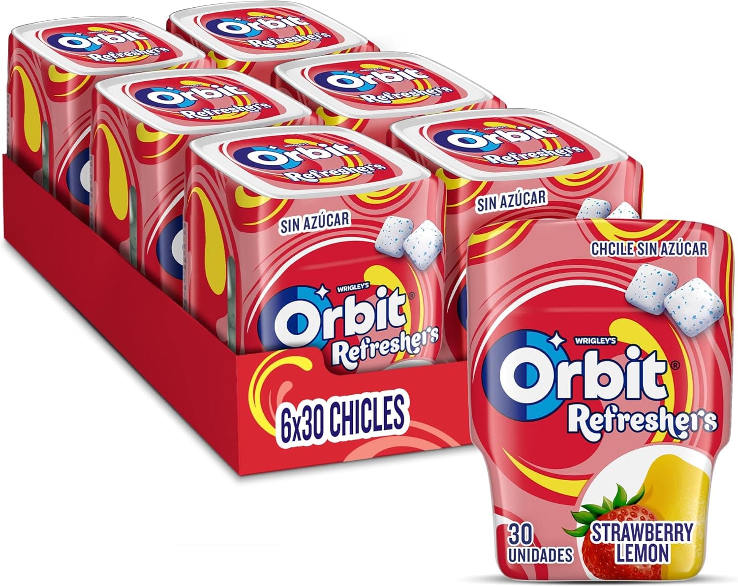 Orbit Fruity Refreshers Chicles sem açúcar em formato de drageia em barco, (6 x 30 pastilhas)