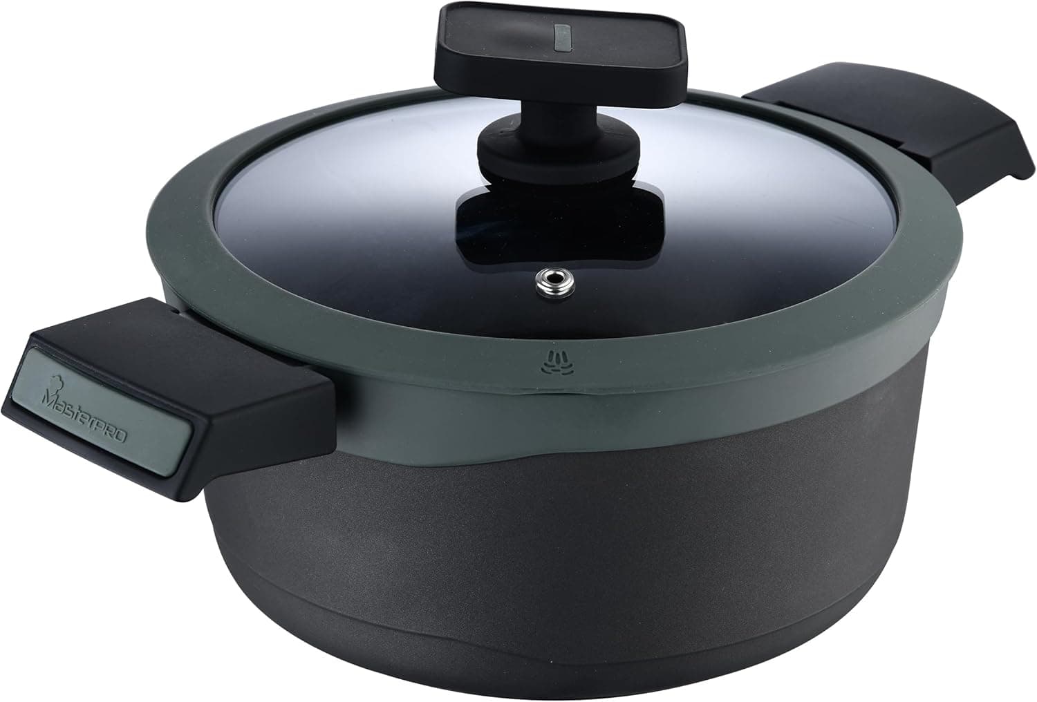 MasterPRO Gastro Reeco Caçarola de 20 cm e 10 cm de altura com tampa, indicador de temperatura, alumínio fundido reciclado, revestimento anti-aderente, asas Soft Touch | todos os tipos de cozinhas
