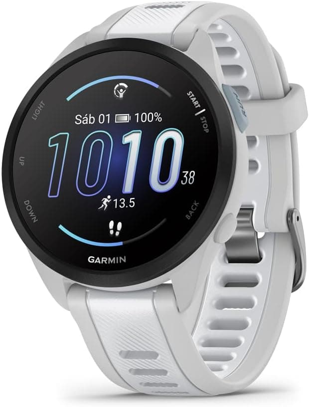 Garmin Forerunner 165 Music, relógio inteligente para correr com GPS, ecrã táctil AMOLED, métricas otimizadas, planos de treino, pay, autonomia de 11 dias, branco