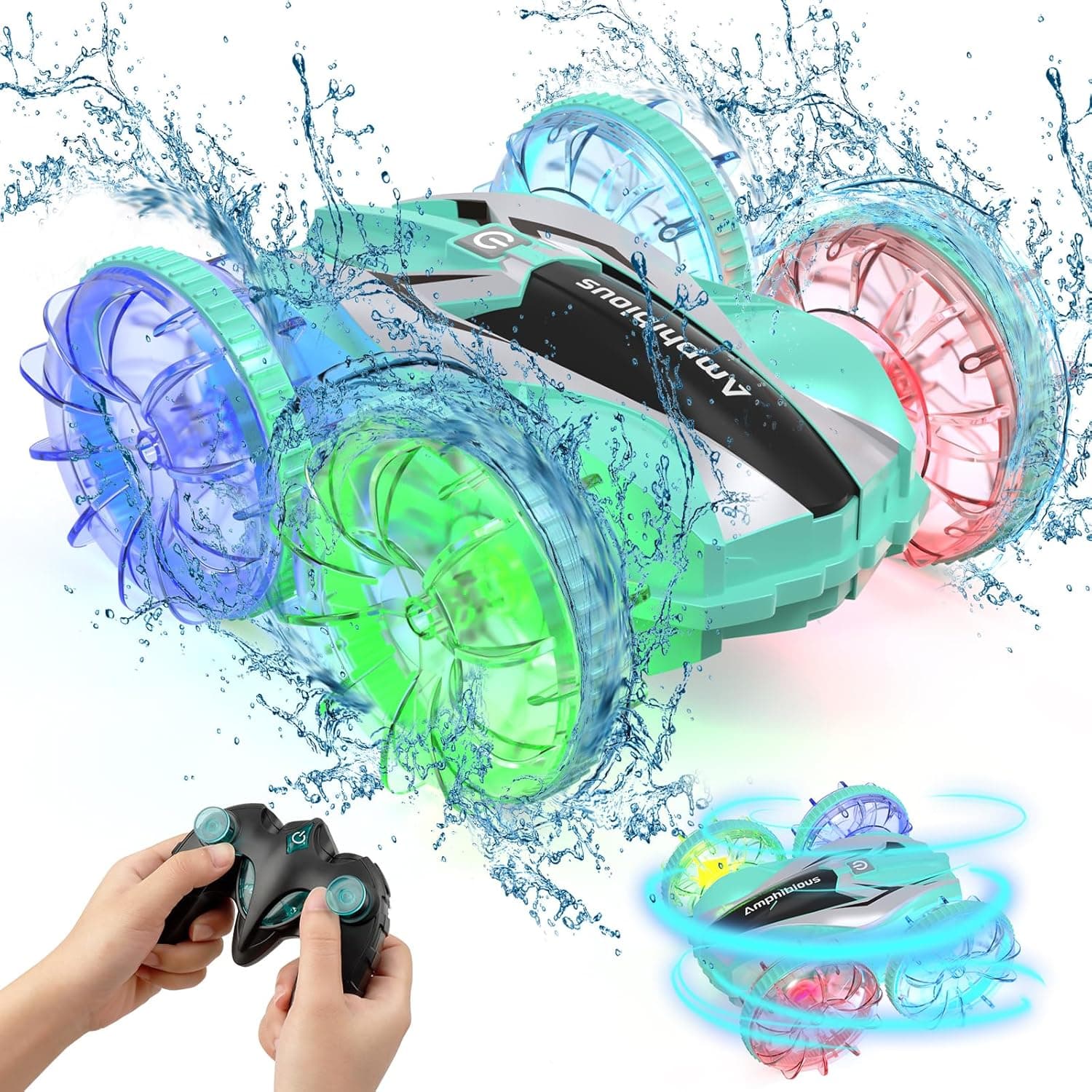 Yerloa Carro telescópico antifíbio para crianças, carro rádio controlo criança gira de 360° com dupla face, carros teledirecionados 4 x 4, brinquedo todo-o-terreno de controlo remoto, brinquedo