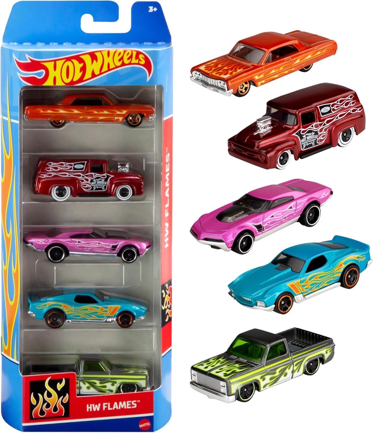 Hot Wheels - Pacote de 5 carros em escala 1:64, presente para colecionadores e crianças a partir dos 3 anos (os estilos podem variar), 01806