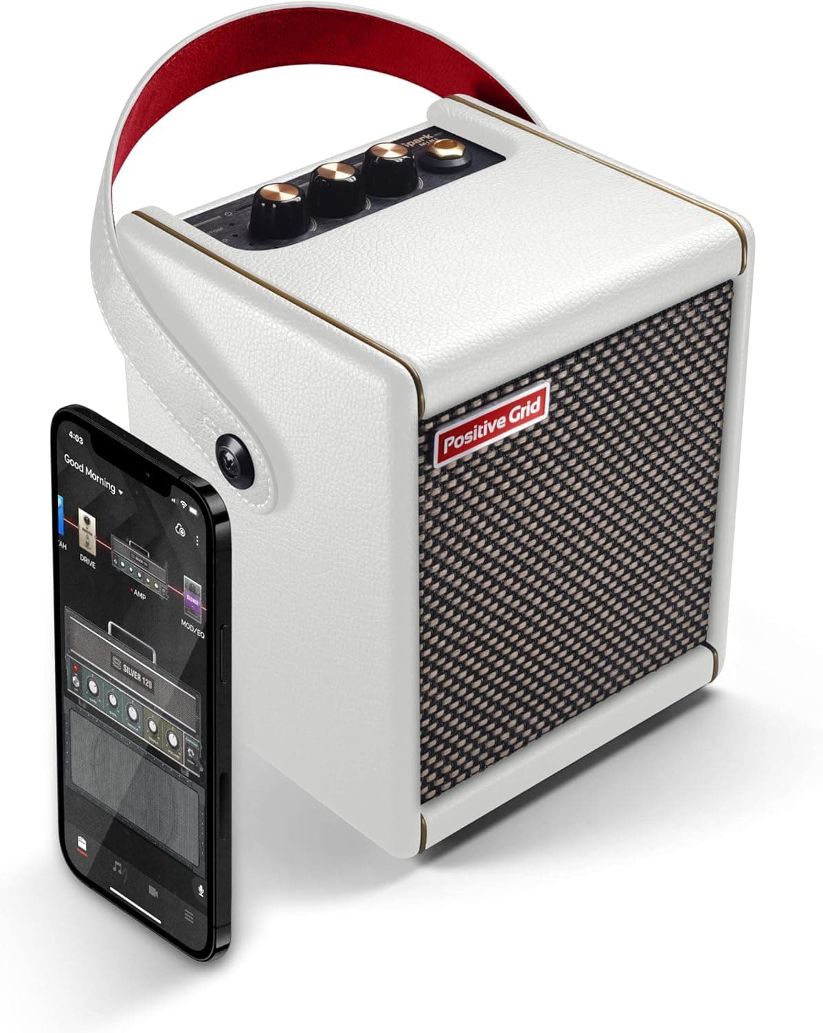 Positive Grid │ Amplificador de Guitarra Spark Mini │ Mini Amplificador portátil de 10W para Guitarra Elétrica, Baixo e Guitarra Acústica (Pérola).