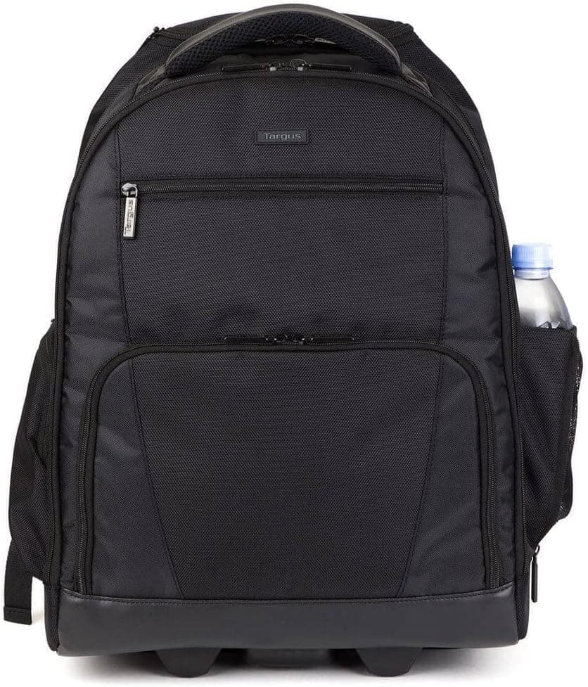 Bolsa com rodas para portátil Targus, compatível com computadores portáteis até 16 polegadas, bolsa com rodas Metro concebida para viagens de negócios e deslocações profissionais, resistente à água, preta clássica