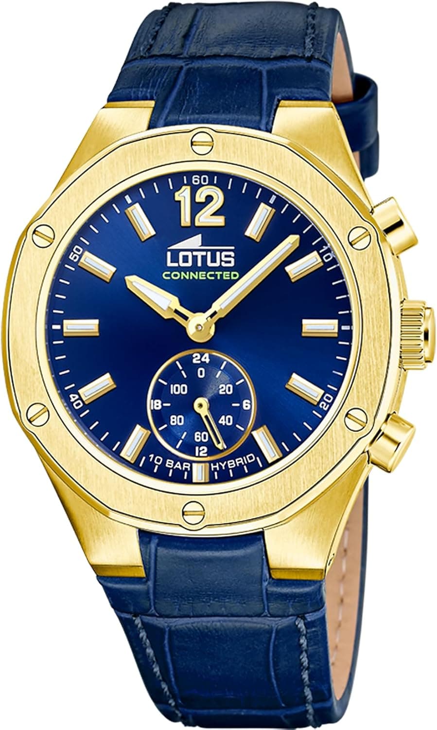 Lotus Relógio mulher 18973/2 Connected caixa de aço inoxidável 316l dourado correia de pele azul