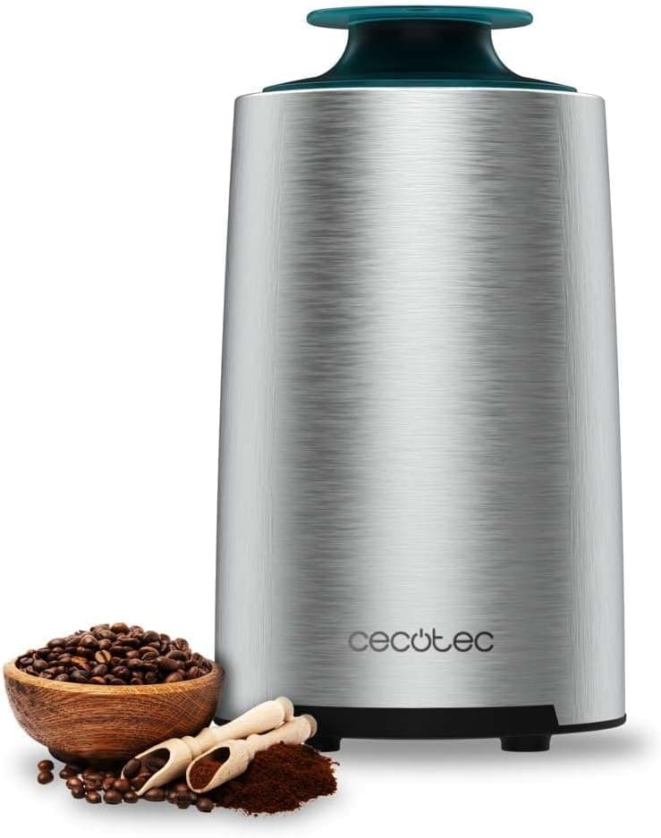 Cecotec Moedor de café e especiarias Titanmill 400 Steel, potência de 200 W, lâmina de aço inoxidável, capacidade de 70 g, sistema de segurança, baixo ruído, tampa transparente
