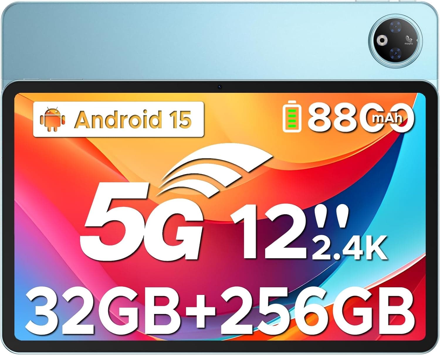 DOOGEE V Pad 5G | Tablet 12'' Android 15 com 32 GB RAM 256 GB armazenamento ecrã 2.4K 90 Hz SIM 5G bateria 8800 mAh e 4 colunas