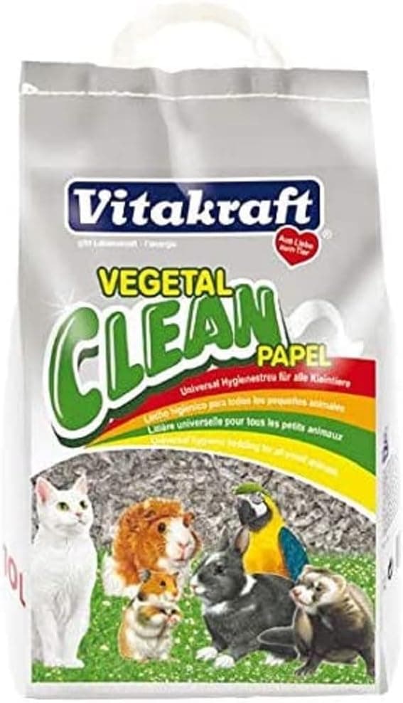 Vitakraft Legumes Clean Papel, cama sanitária para animais pequenos fabricado com papel prensado, com controlo de odores e grande capacidade de absorção, hipoalergénico, 100% biodegradável (1 x 10 l)